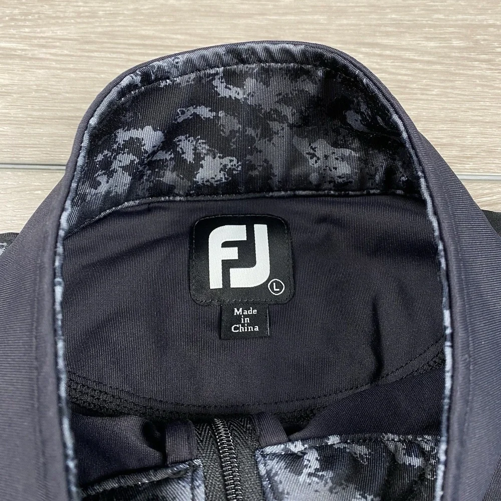 Footjoy Mens Athletic 1/4 Zip‎ Golf Pullover Black Grey Camouflage Large